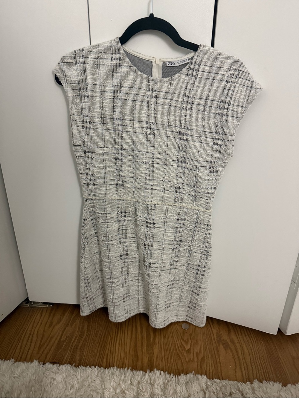 Zara Cream and Black Tweed Mini Dress